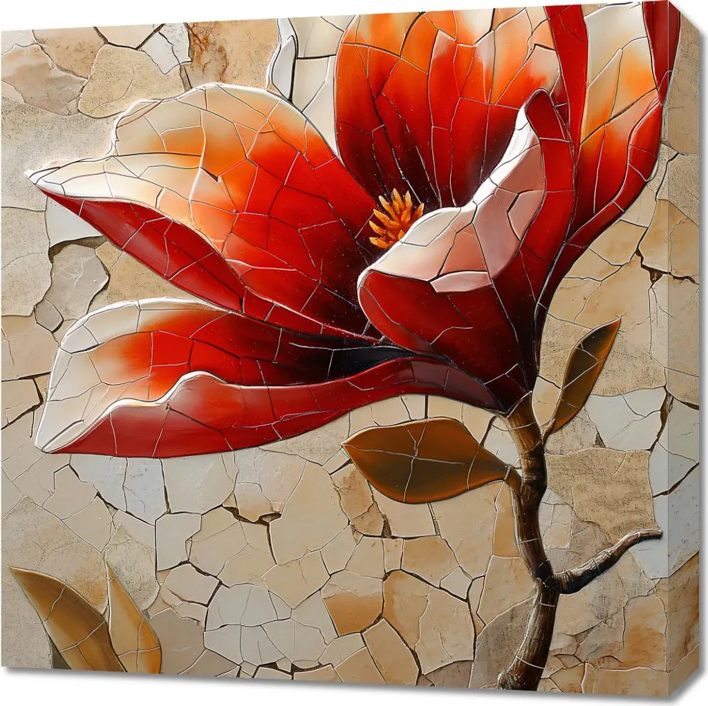 Trend 2026: Quadro Mosaico 60x60 Fiori di Vetro - Mood Art-Deco