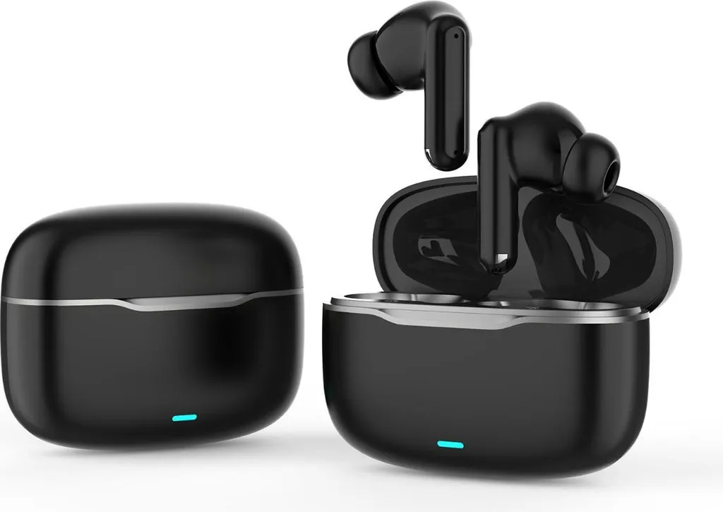 INF Wireless Bluetooth In-Ear Kopfhörer ANC ENC Dual-Mic, 230mAh Ladecase, 2 Stück Schwarz