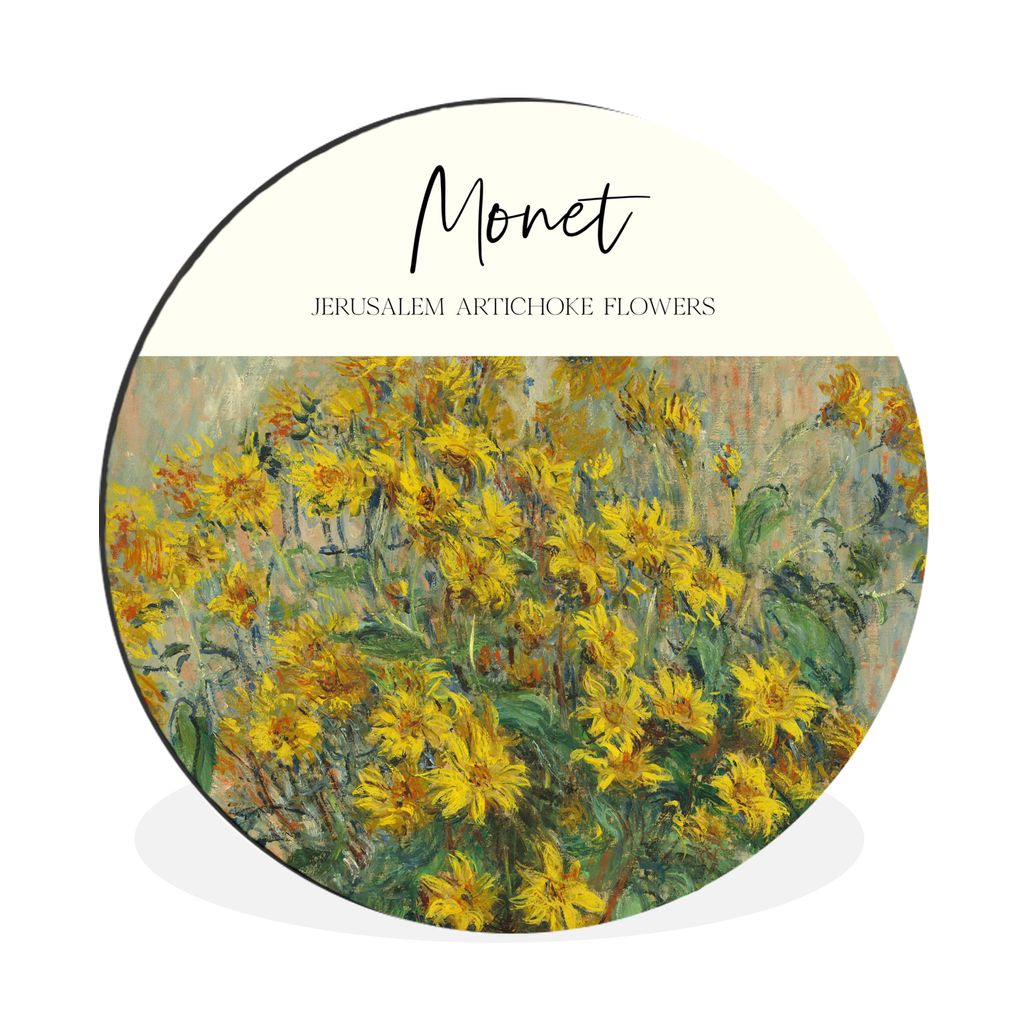 MuchoWow Aluminium Wandkreis Gemälde - Topinamburblüten - Monet Ø 30 cm Wanddeko Modern Wohnzimmer - Wand Bild - Wohnzimmer - Runde Bilder - A...