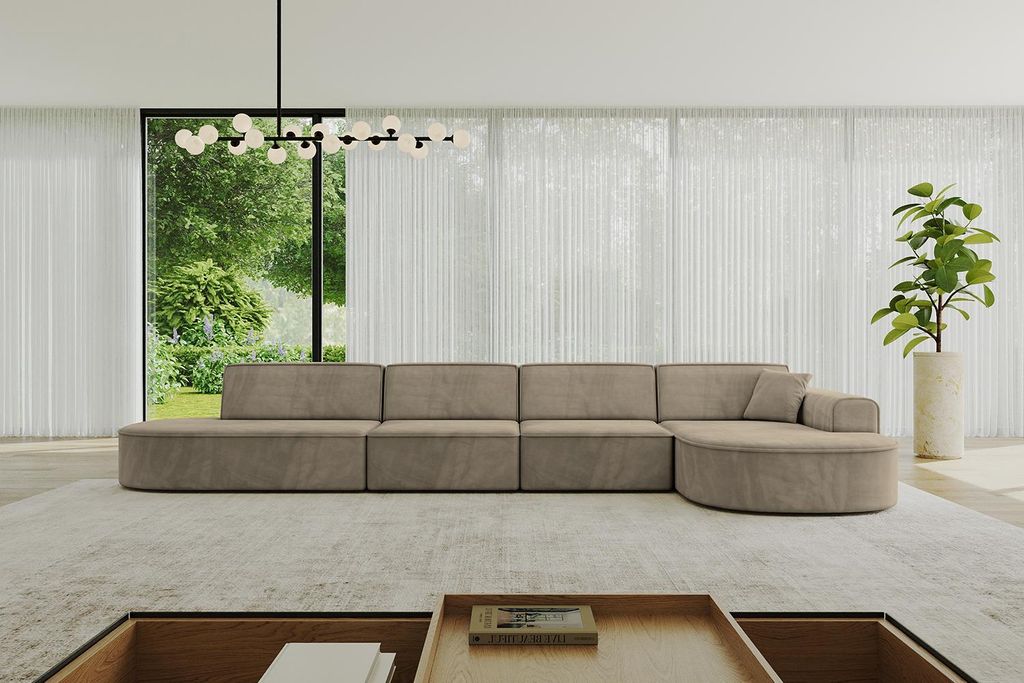 ALTDECOR Ecksofa in L-Form MARI-L3 - 413x171x79,5 cm Braun - Corner Sofa Bett Eckcouch Couch Wohnlandschaft Cauchsofa