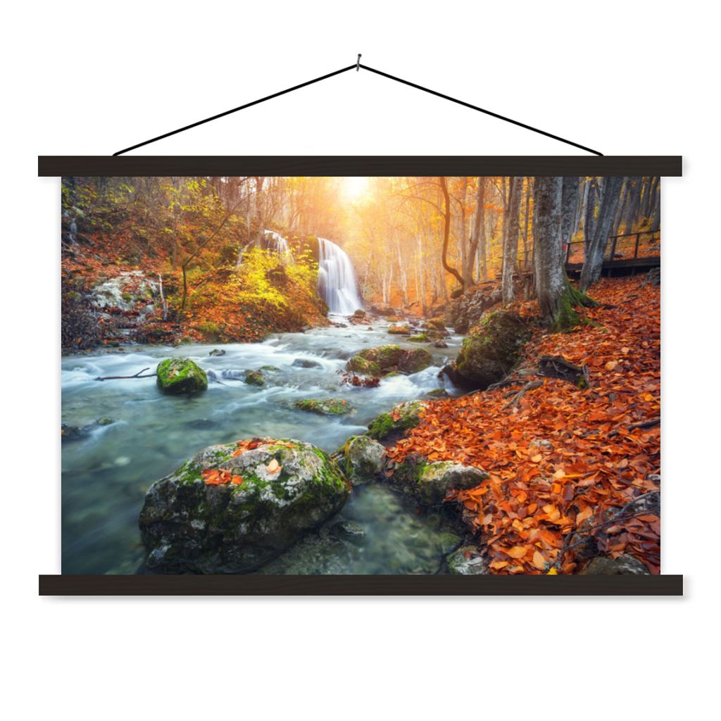 MuchoWow Textilposter Natur - Sonne - Herbst 120x80 cm mit schwarzem Rahmen - Wanddeko