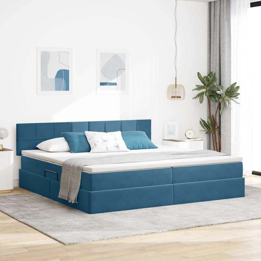 Maison Exclusive - Aufbewahrungsbett mit Matratze Dunkelblau 200 x 200 cm Samt