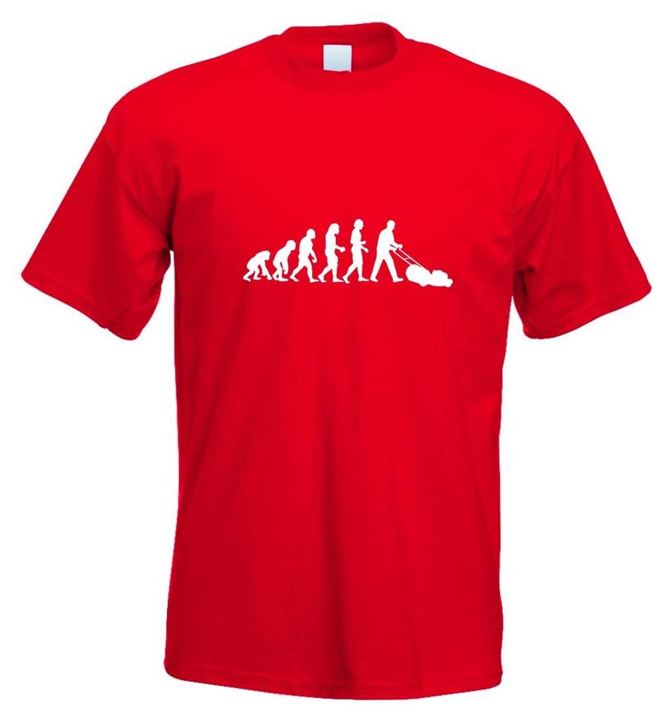 Kiwistar - T-Shirt - rot - Evolution Rasenmäher Motiv Bedruckt Funshirt Design Print - mit Motiv Bedruckt - Funshirt Design - Sport - Freizeit - H...
