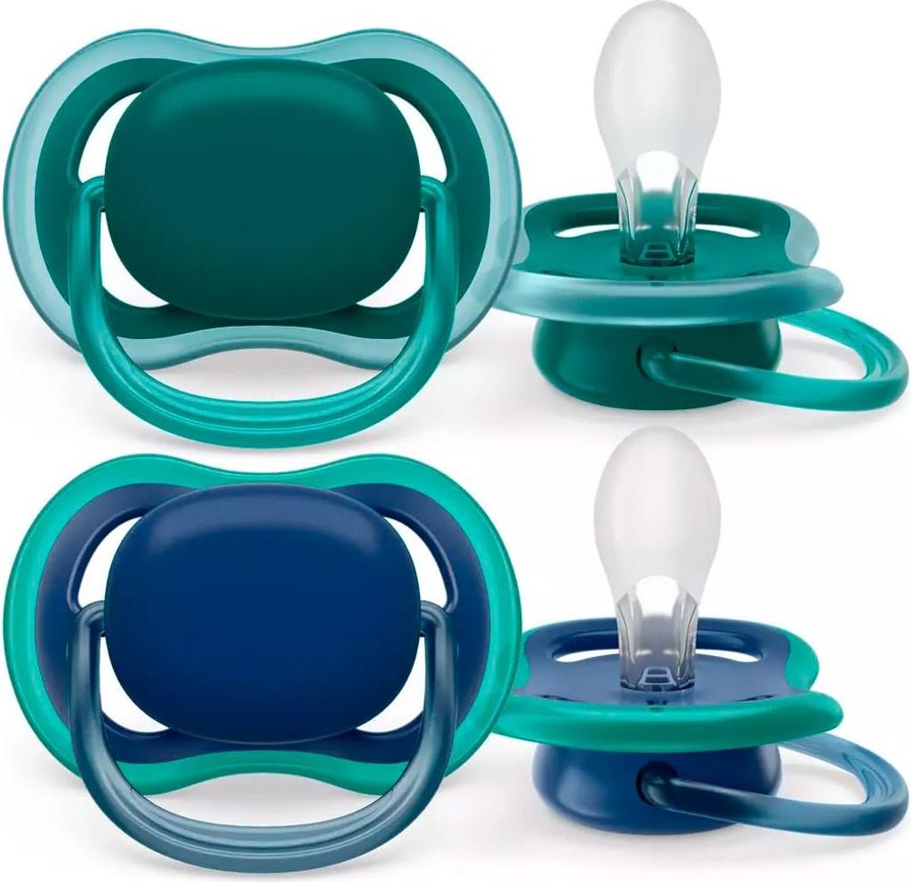 Ultra Air Schnuller Tag und Nacht 6-18 Monate - Glow-in-The-Dark Nacht - Sterilisator Tragetasche - Packung mit 4