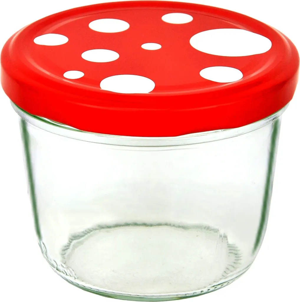 set di 50 tumbler 230 ml To 82 toadstool lid red white dotted incl. gelling magic recipe booklet - 2