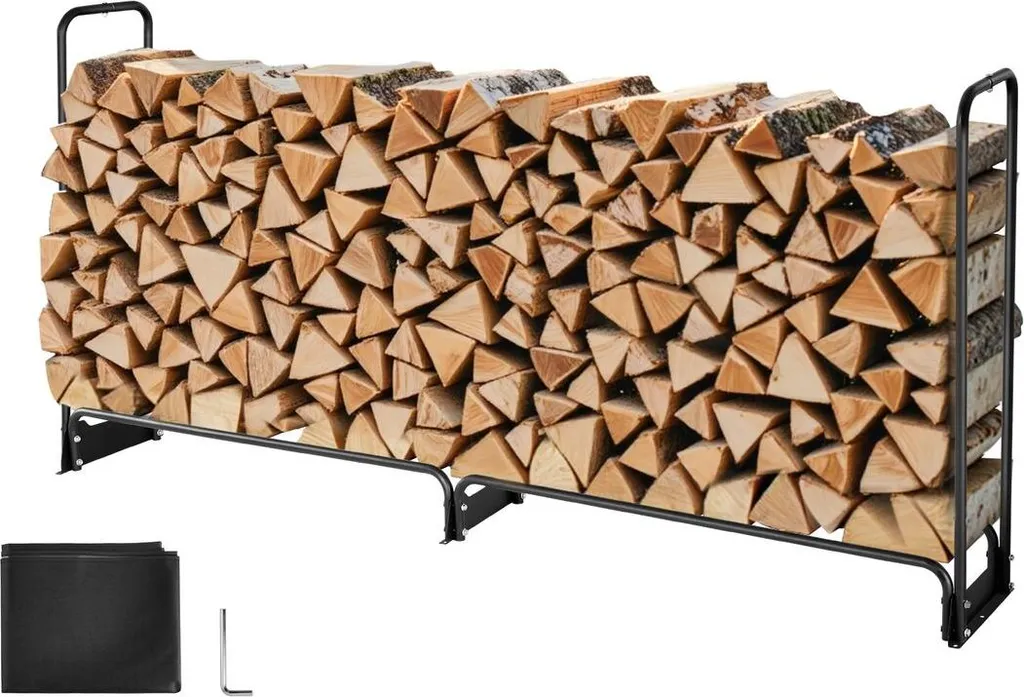 Range-bûches robuste de 260cm avec bâche de protection pour jardin - 9