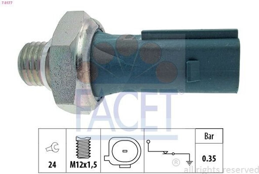 FACET 7.0177 Öldruckschalter Öldrucksensor passend für MERCEDES-BENZ A-Klasse (W169) B-Klasse (W245) für MITSUBISHI COLT VI (Z3A, Z2A) für SMART