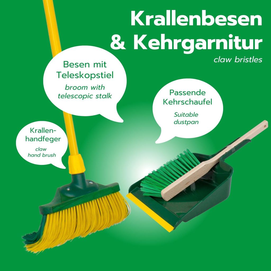 Novaliv Krallenbesen Set 30 cm Holz mit Teleskopstiel Produktbild 