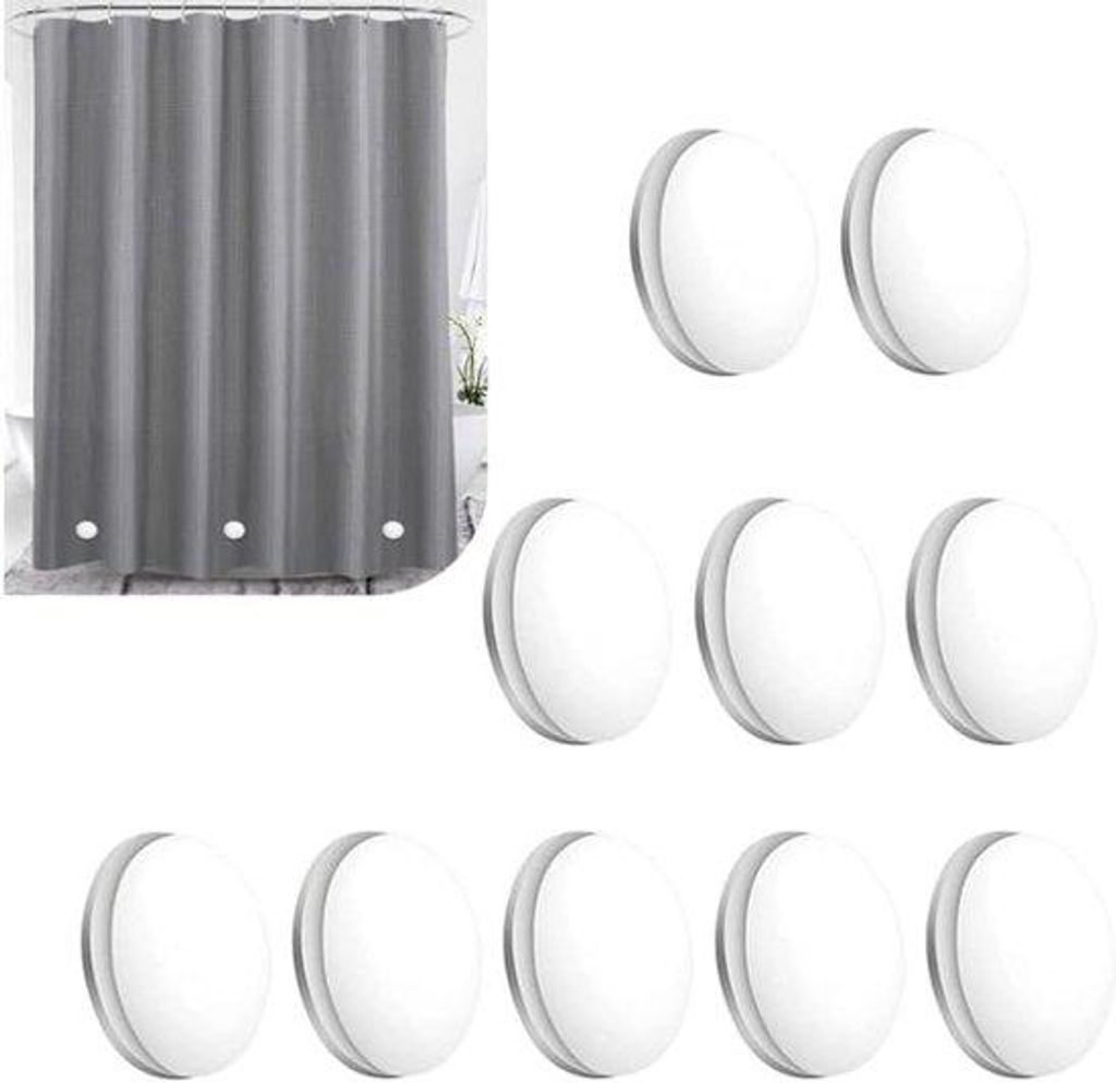 Magnetische Dübel - 10 starke magnetische Dübelgewichte - Weiße runde Magnete für Duschkabine und Tischüberwurf | Extra schwer, antislip (weiß)