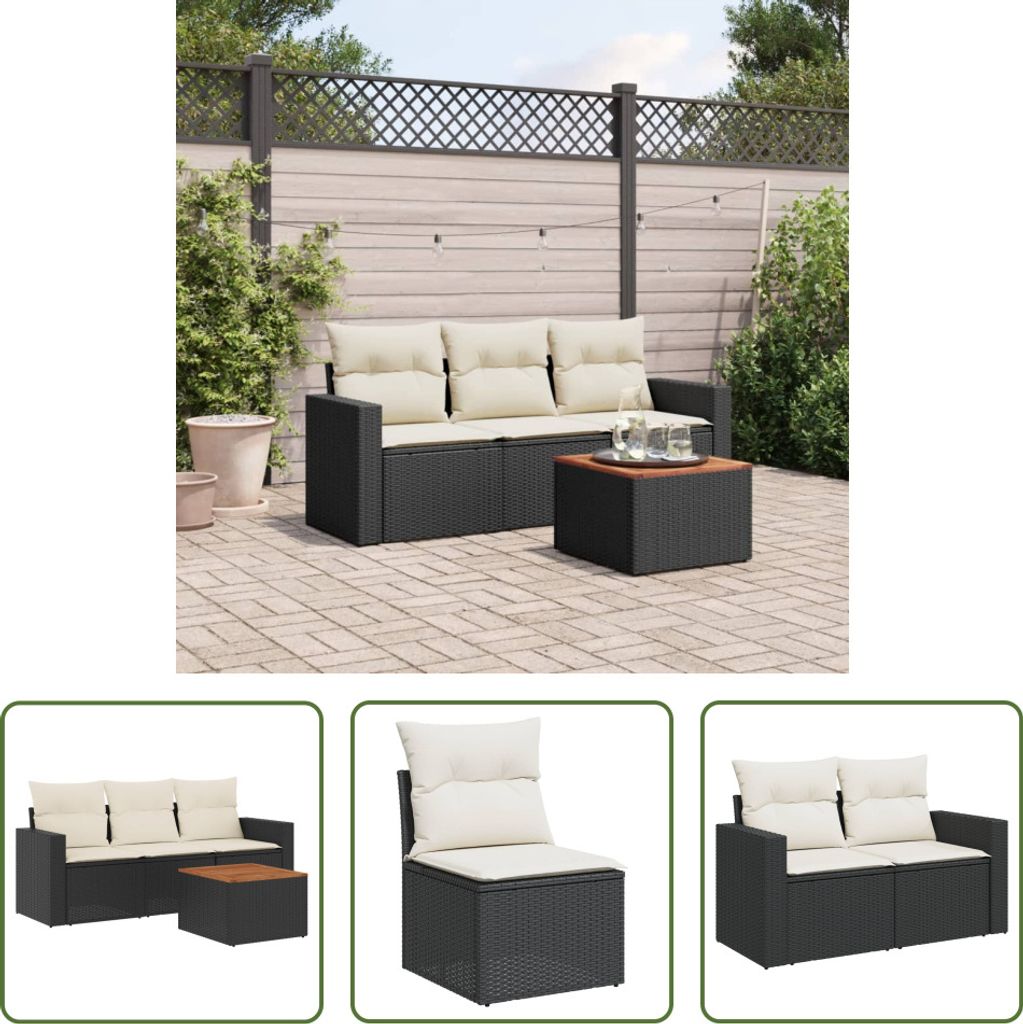 The Living Store 4-tlg. Garten-Sofagarnitur mit Kissen Produktbild 