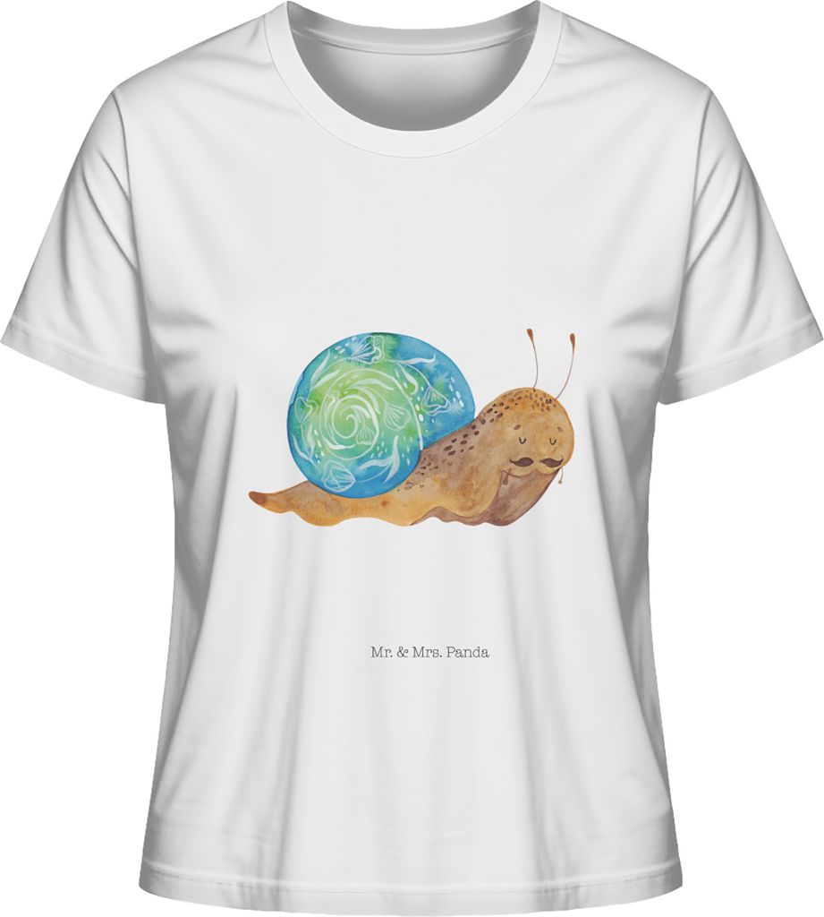 Mr. & Mrs. Panda damen shirt Schnecke Sir Größe M - Weiß - Geschenk, Kurzarmshirt, Lebenszeit, Oberteil, Sommershirt, Schnecken, Weisheit, Motiv...
