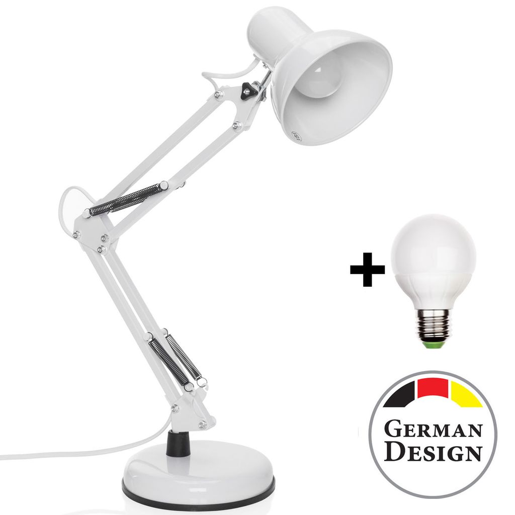 Retro LED Schreibtischlampe Arbeitsplatzlampe Arbeitslampe Gelenkarm Tischlampe 