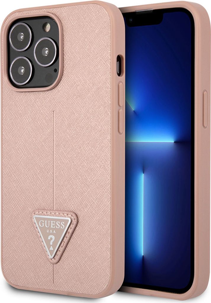 Guess iPhone 13 Pro Max Back cover case - Saffiano Polyurethantriangle - Pink