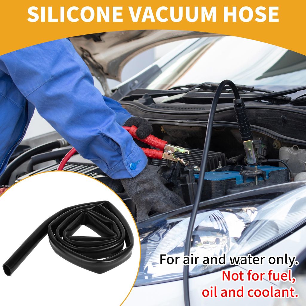 1 Stück 130PSI Maximaldruck Universeller Silikonschlauch für Vakuumschläuche für Autos, Hochtemperatursilikonschlauch Schwarz 6FT 13/16" 20mm I...