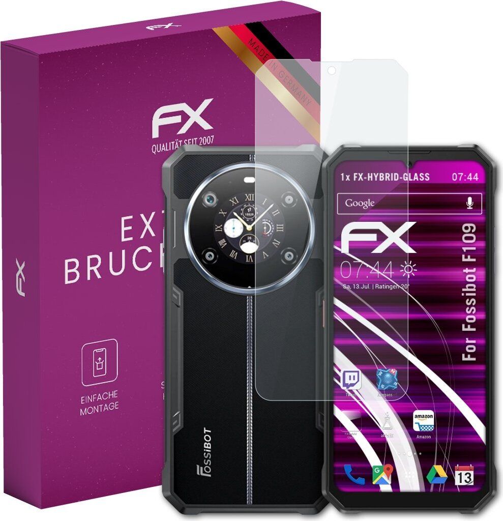 atFoliX FX-Hybrid-Glass Displayfolie kompatibel mit Fossibot F109 Glasfolie