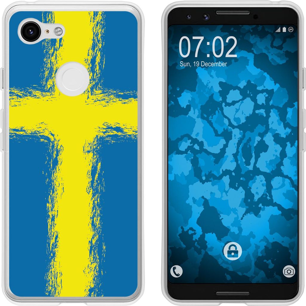 PhoneNatic Case kompatibel mit Google Pixel 3 Silikon-Hülle WM Schweden M12