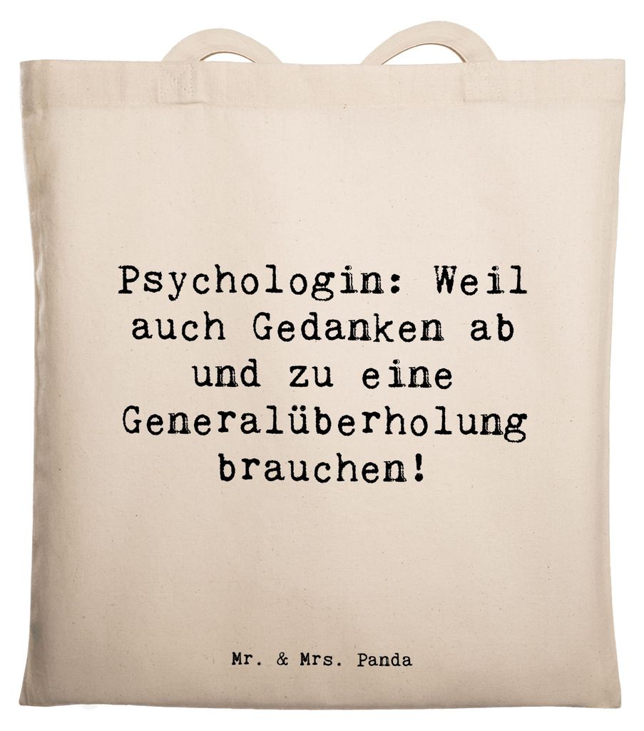 Mr. & Mrs. Panda Schultasche Spruch Psychologin Gedanken - Transparent - Geschenk, Psychotherapeutin, mentale Gesundheit, Geschenke für Berufstät...