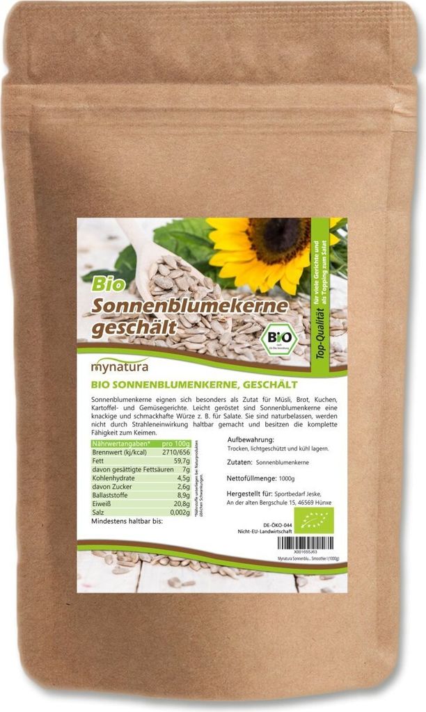 Mynatura  Sonnenblumenkerne, geschält 1Kg 1 Beutel Produktbild 