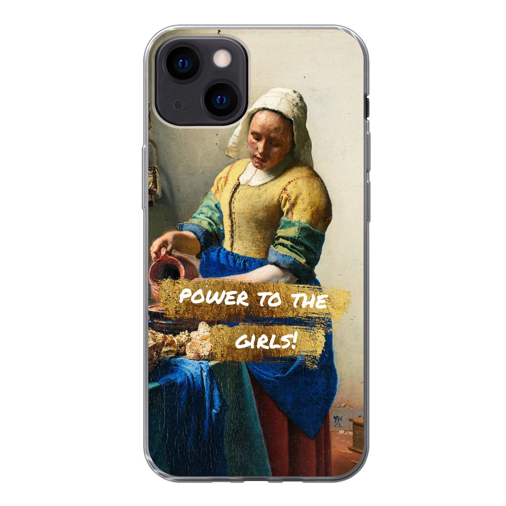 MuchoWow Handyhülle Schutzhülle Hülle für iPhone 13 Milchmädchen - Gold - Zitate - Gemälde - Alte Meister Silikon Softcase Handy Hülle - K...