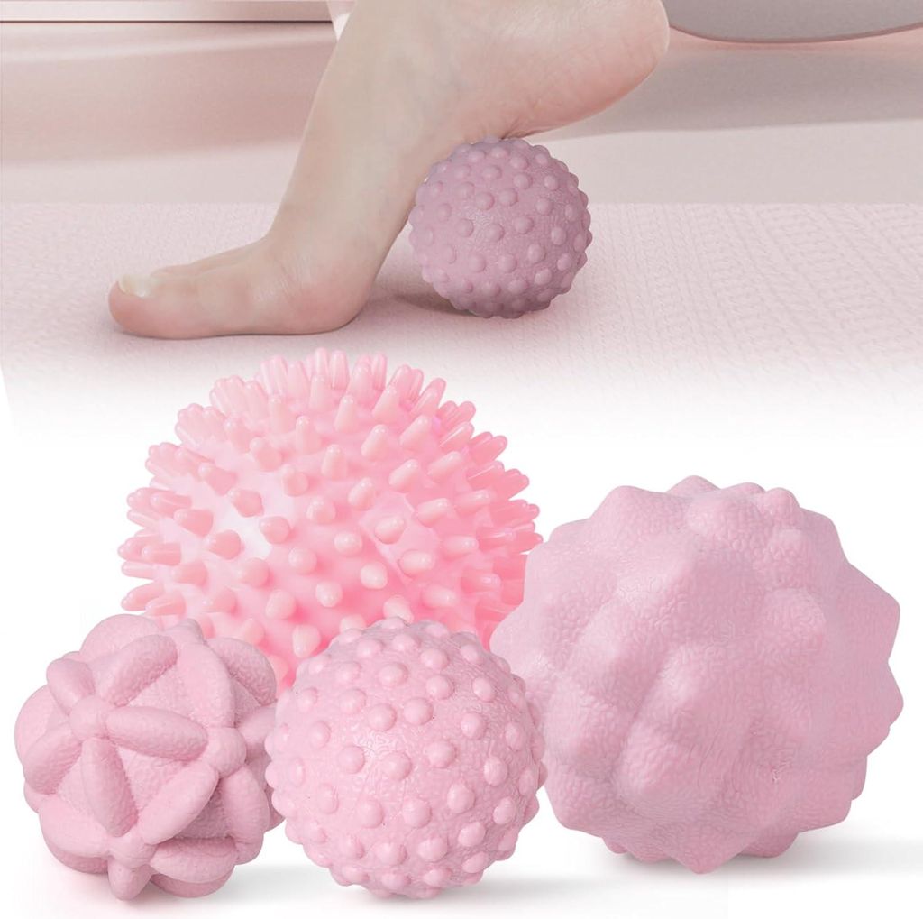 Set von 4 Massagebällen zur Muskelentspannung - Igel Spiky Triggerpunkt Massagebälle für Füße, Rücken, Nacken und Hände