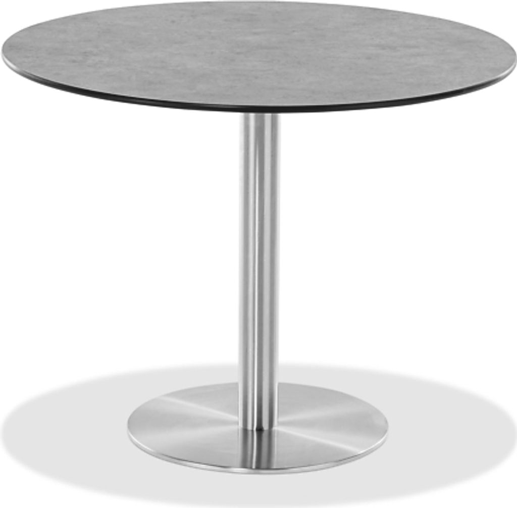 Gartentisch Bistrox 125 rund Tischplatte HPL Zement Gestell Edelstahl Gebürstet
