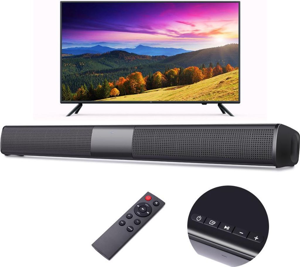 20 W Tragbare drahtlose Säule Soundbar Bluetooth-Lautsprecher Leistungsstarke 3D-Musik Soundbar Heimkino Aux 3,5 mm TF Für TV-PC