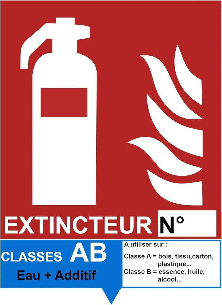 Signalétique Incendie : 50 Stickers Extincteur AB 150x200 Vinyle Étanche
