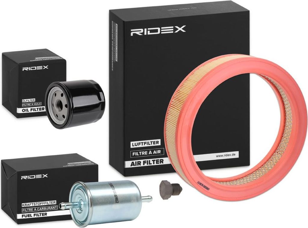 RIDEX Filterset Inspektionspaket Filtersatz für VW Polo Schrägheck (6N1) Caddy II Kastenwagen (9K9A) Polo Classic (6V2) Polo Variant (6V5) für S...