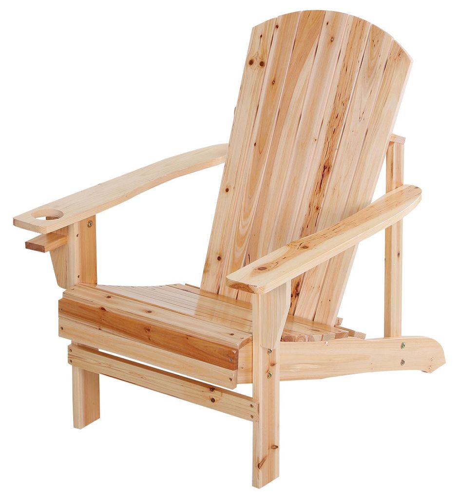 Adirondack-Gartenstuhl mit Becherhalter Gartenliege Balkonstuhl Massivholz Natur 72,5 x 97 x 93 cm