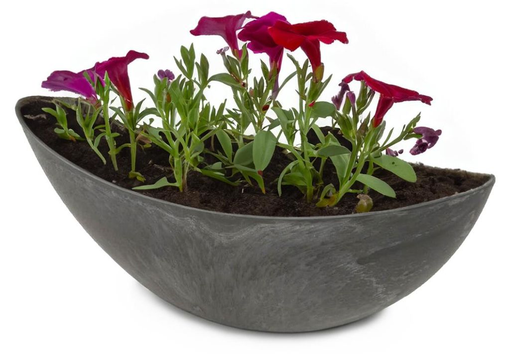 Grande vaso ovale da 39 cm per esterni Vaso decorativo nero Immagine del prodotto 