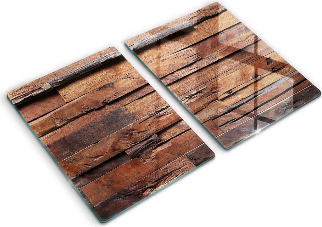 Abdeckung Glas - Küchenabdeckung - 2x40x52 cm - Abdeckplatte -Dekorative Holzbretter
