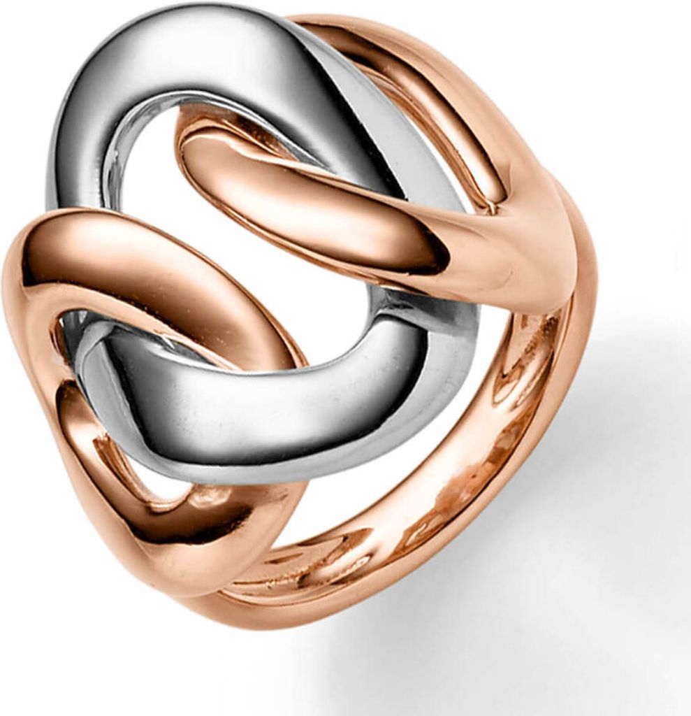 Breiter Ring Damenring aus 585 Gold weiß/rot gekreuzt glänzend B:23mm Innenumfang 56mm Ø17.8mm