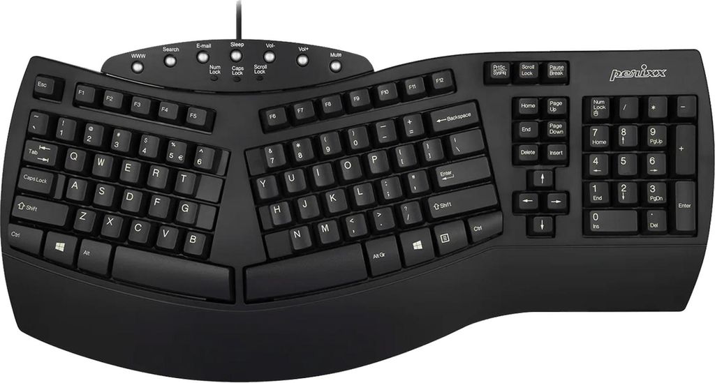 Perixx PERIBOARD-512 US, Ergonomische USB-Tastatur, schwarz Produktbild 
