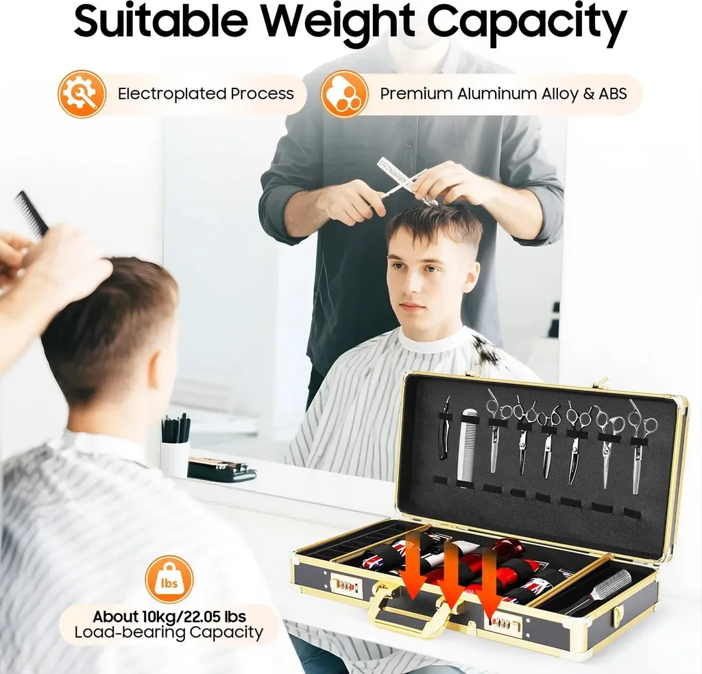 Valigetta per Attrezzi Barber e Makeup - Scomparti Modulari Nero - 6