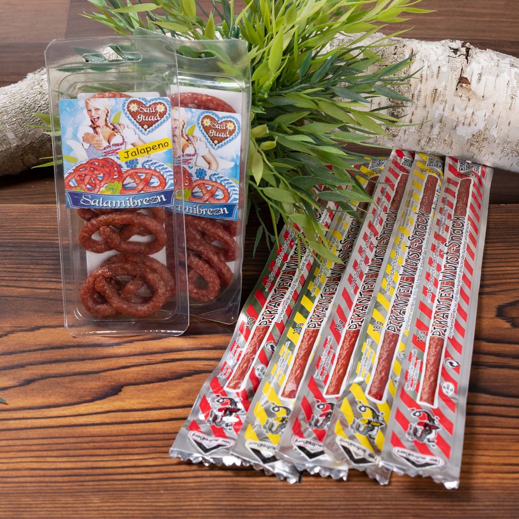 Wurst und Käse Geschenk-Kiste aus Holz mit Goaß-Maß