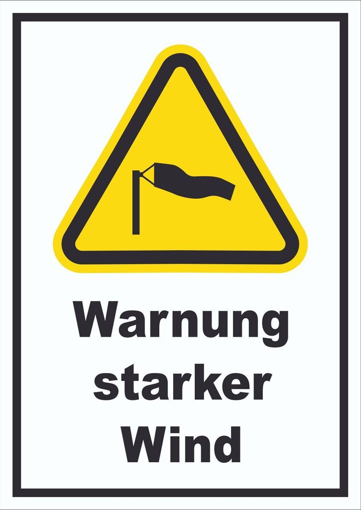 Schild Warnung starker Wind A4 (210x297mm)