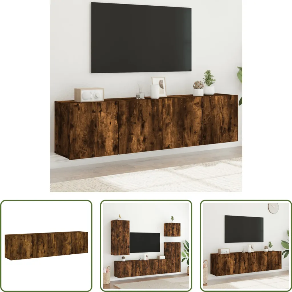 Mobile Porta TV Sospeso Rovere Fumé The Living Store 80x30x41 cm