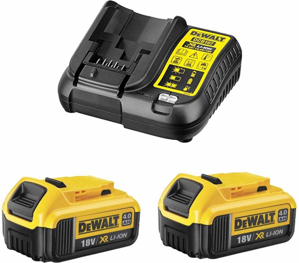 Power Set DeWALT (2 x 18V 4,0 Ah + DCB107)