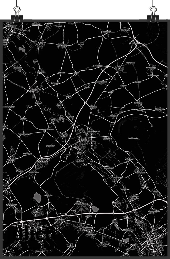 Mr. & Mrs. Panda Bild Jülich DIN A5 - Geschenk, wanddeko, Stadt, wandkunst, drucke, Kunstdruck, Dorf Karte Landkarte Map Stadtplan, Wandbild