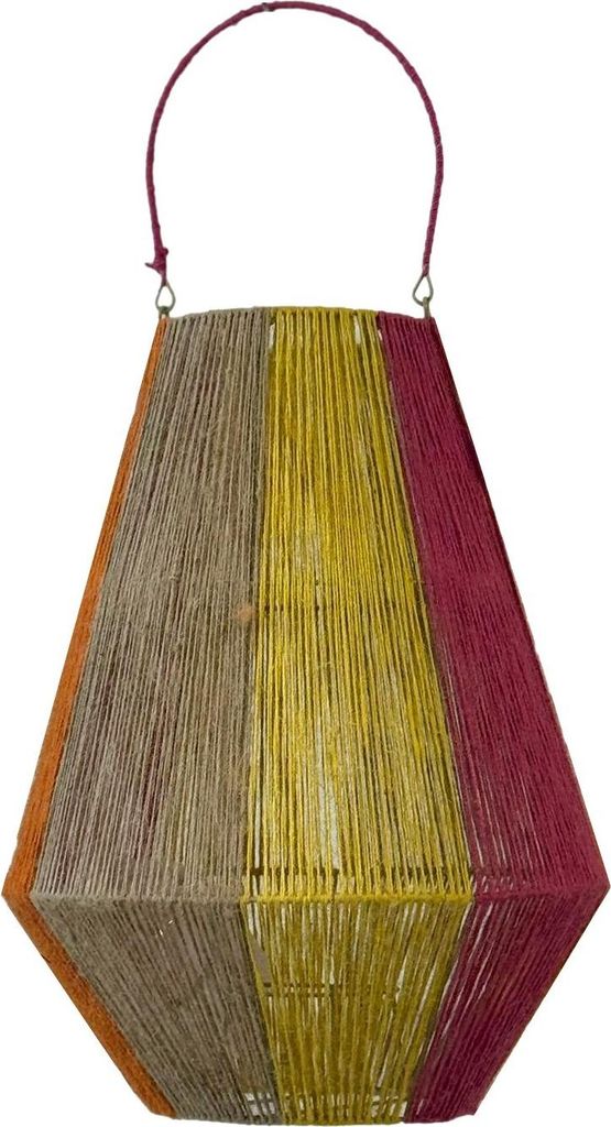 Van der Leeden Laterne BUNT Jute Natur/Gelb/Orange/Fuchsia Produktbild 