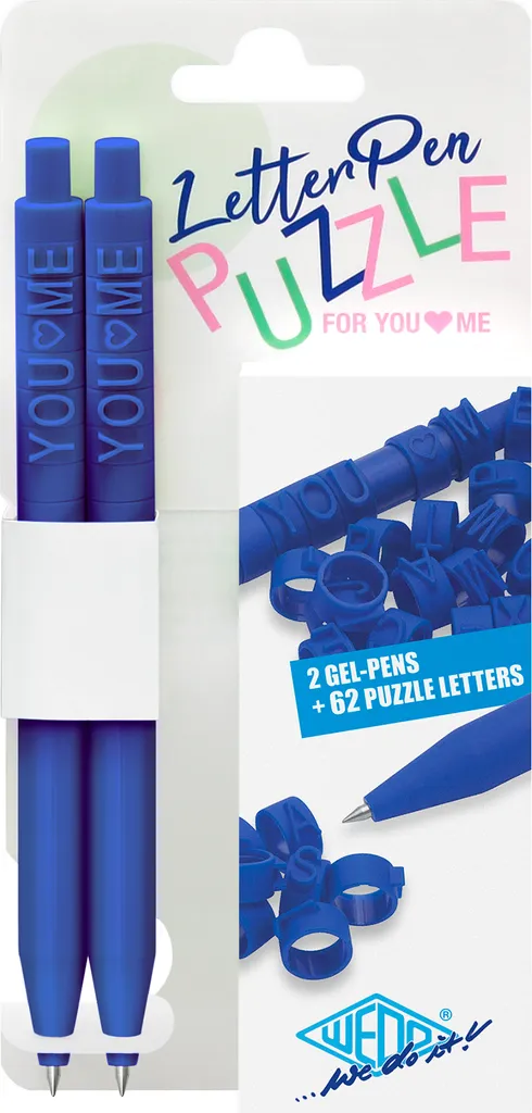 WEDO LetterPen PUZZLE Penna a Sfera per Bambini - Set da 2 Blu