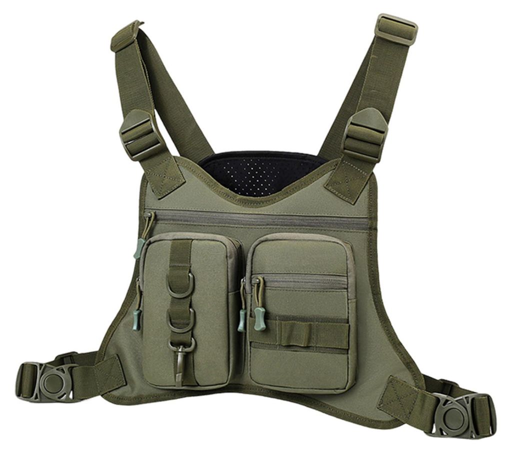 Outdoor-Sport-Brusttasche für Herren, Laufweste mit mehreren Fächern, EDC-Reisebrusttasche für Training, Radfahren, Wandern