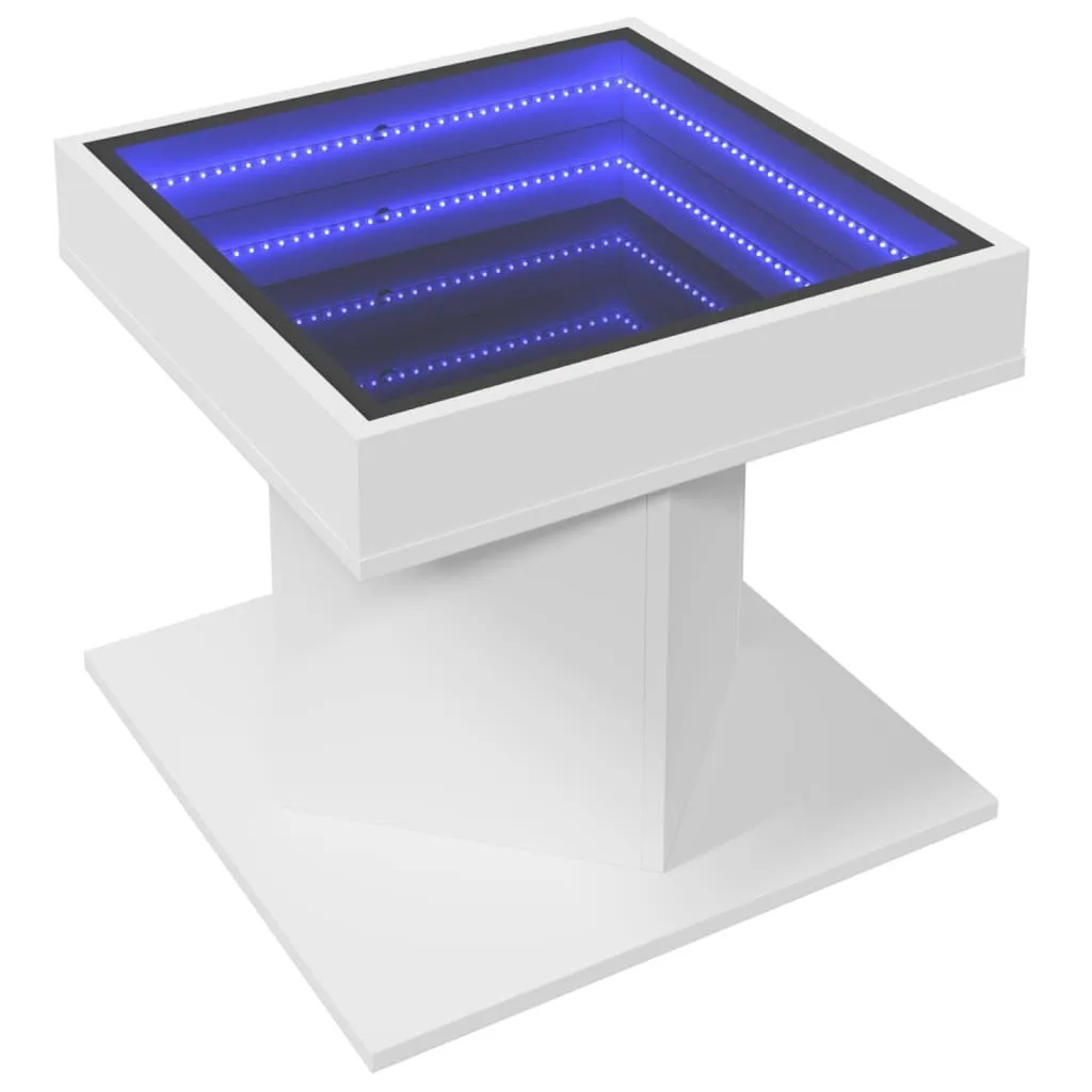 Tavolino vidaXL Bianco con Luci LED | Mobile Living 50x50x45 cm - 3