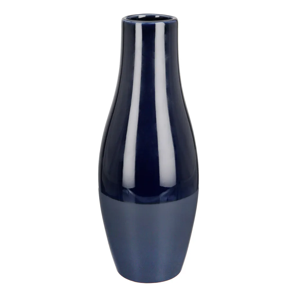 Gilde Vase Sky en céramique bleue bombée H 41 cm D 16 cm - Réf 32463