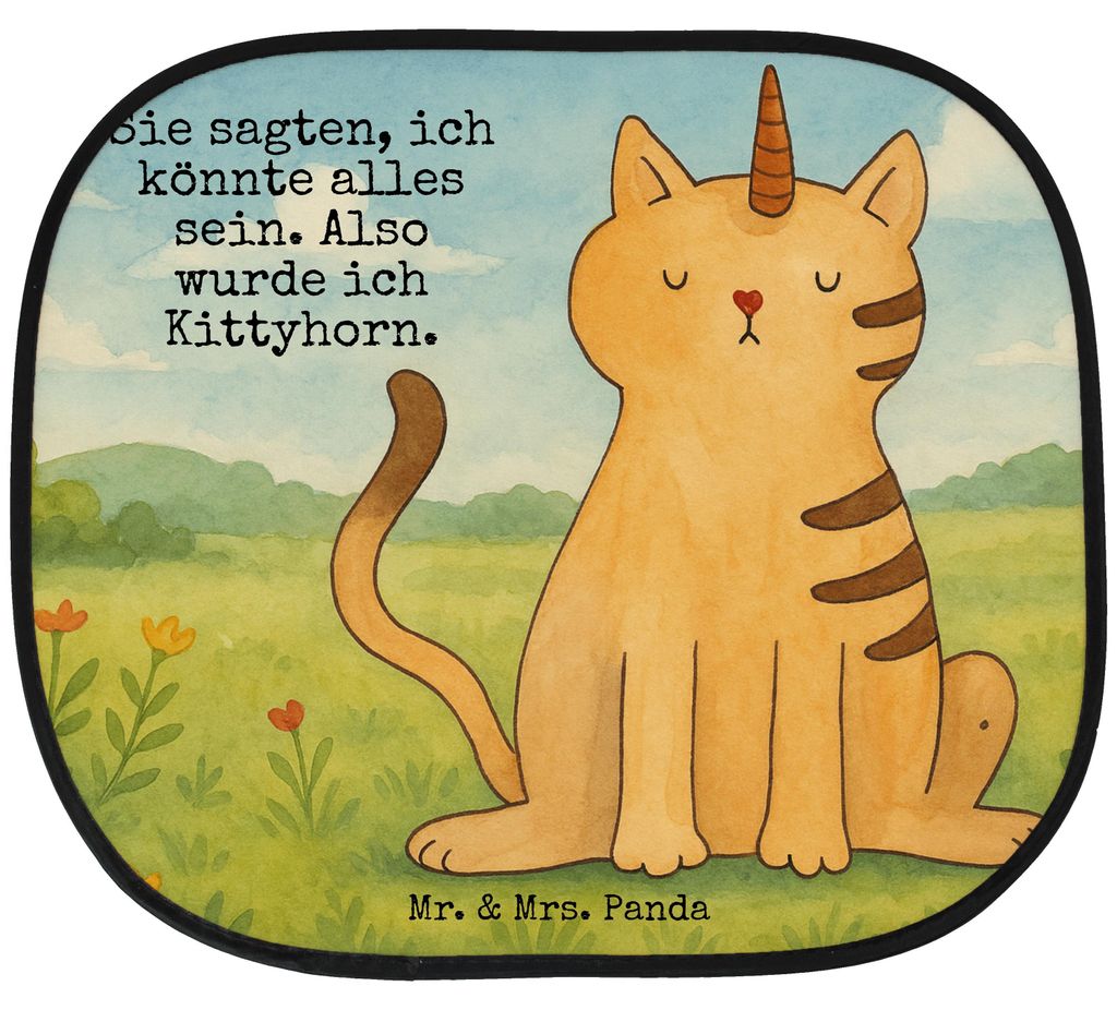 Mr. & Mrs. Panda Sonnenschutz Auto Einhorn Katze Design - Weiß - Geschenk, autofenster, Glitzer, Sonnenblende, Unicorn, für, saugnapf, Mieze, Aut...