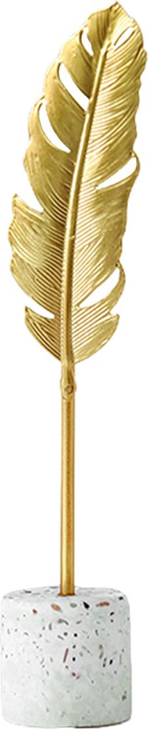 Blattverzierung Einfaches Design Marmor Basis Nordischer Stil Golden Schmiedeeisen Federn Garniture für Zuhause-4 ,Größen:S