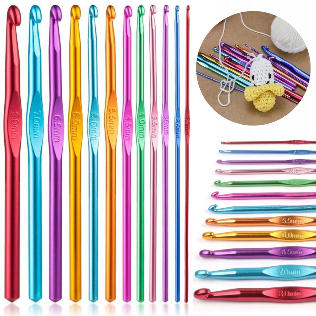 Ruhhy Häkelnadel Set – 12 Stück – Ergonomische Häkelnadeln 2-8mm für Wolle & Garn – Perfekt für Anfänger & Profis, DIY & Handarbeiten