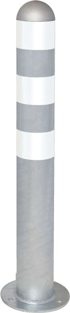 PROREGAL Rammschutzpoller CITY aus Stahl mit weißen Reflexstreifen | Ladesäulen-Schutz zum Aufdübeln | HxØ 80x10,8cm | Materialstärke 2,9mm | ...