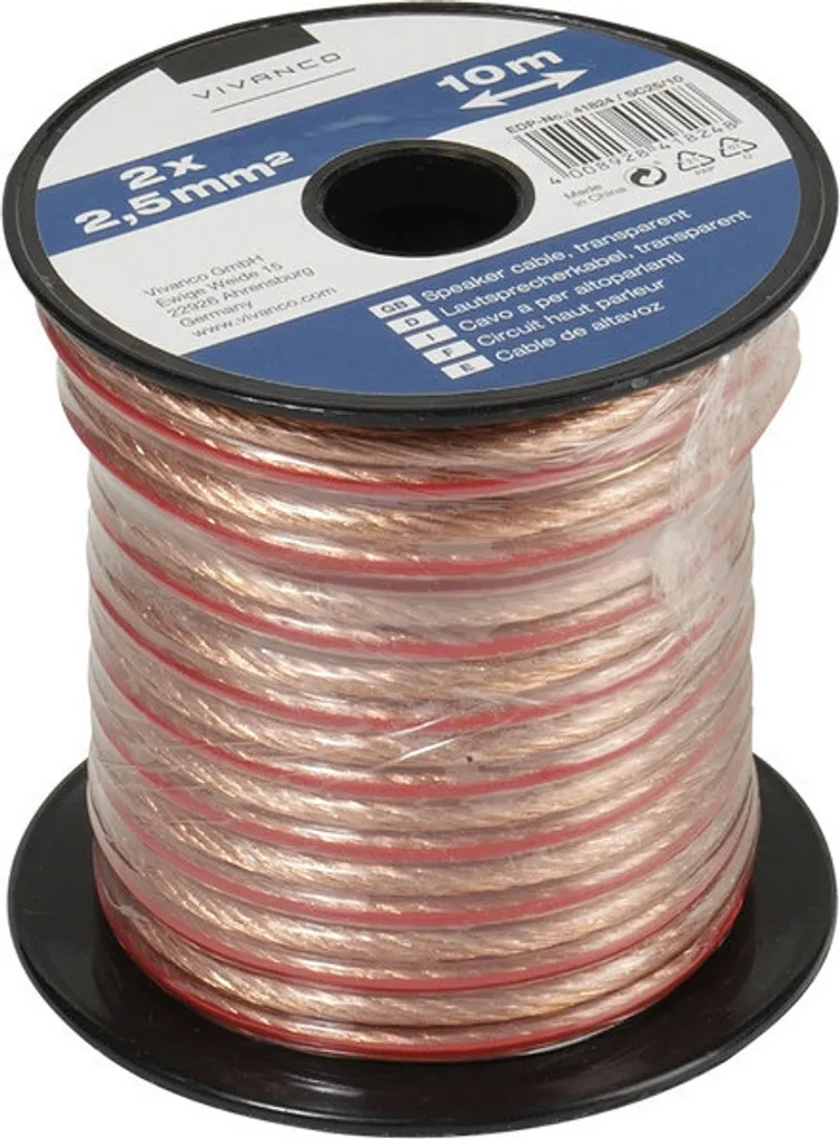 ViVanco™46824 audio cable 10 m Copper, Transparent