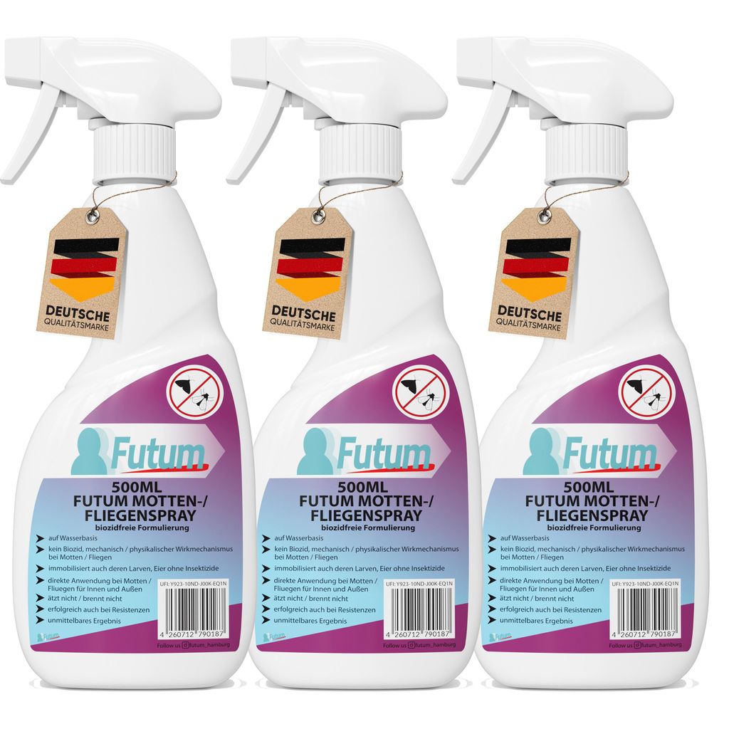 FUTUM 3x500ml Motten-Spray / Fliegen-Spray mechanische Produktbild 